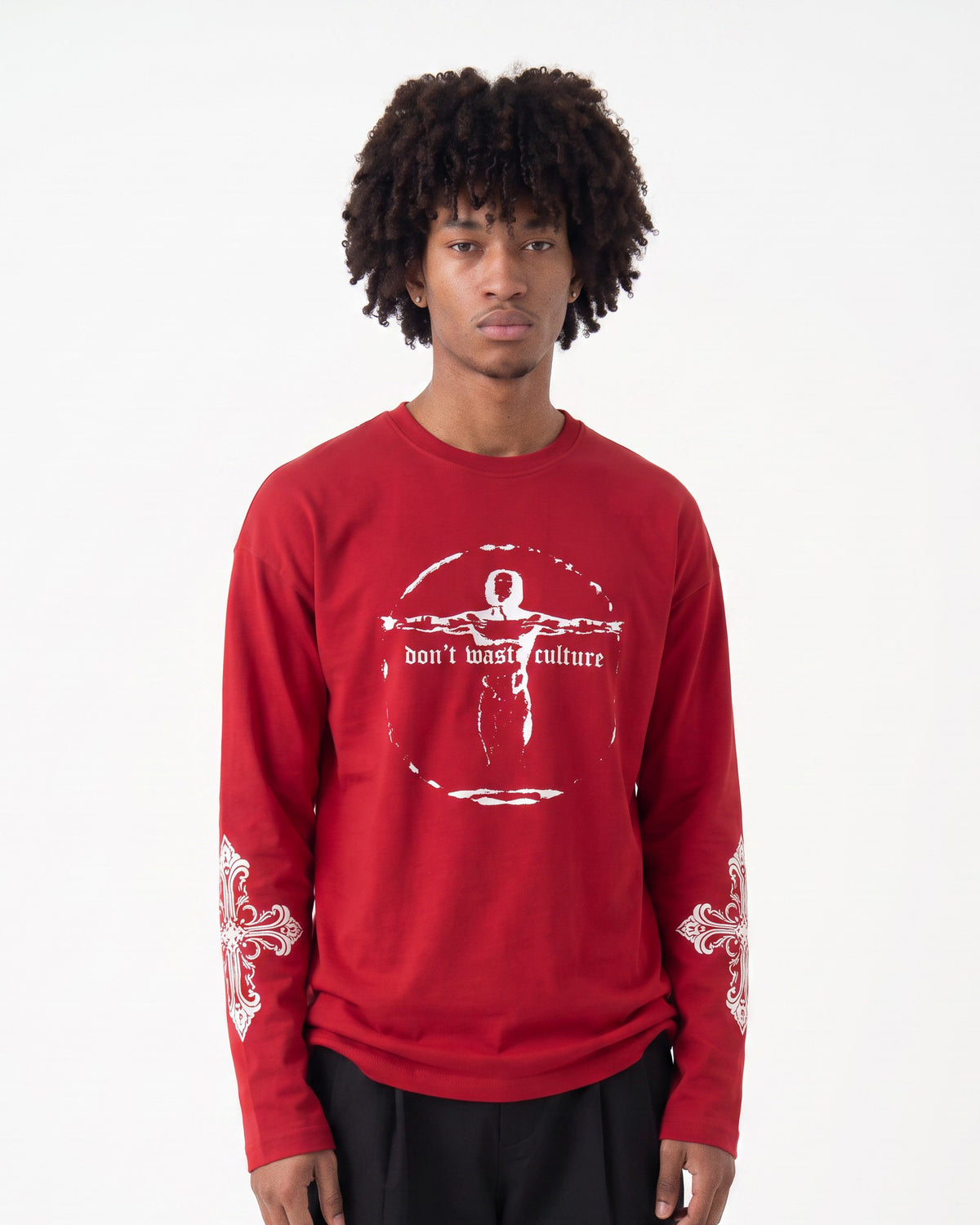 Printed Long-Sleeve T-Shirt Red
