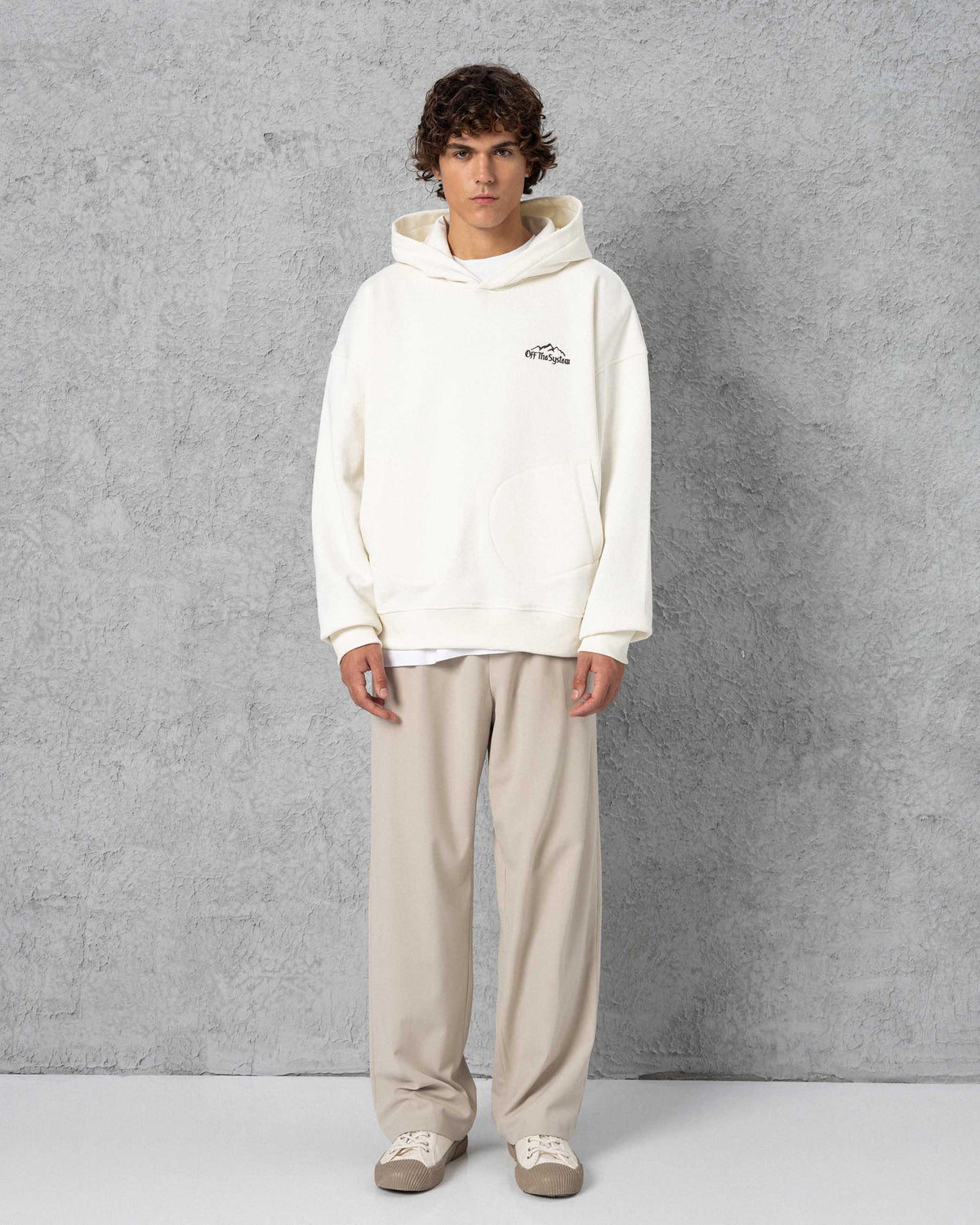 Embroidered Toba Pocket Hoodie Ecru