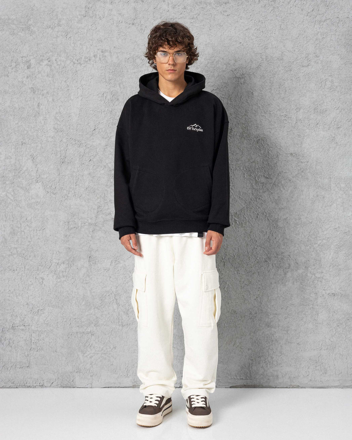 Embroidered Toba Pocket Hoodie Black