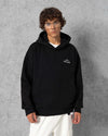 Embroidered Toba Pocket Hoodie Black