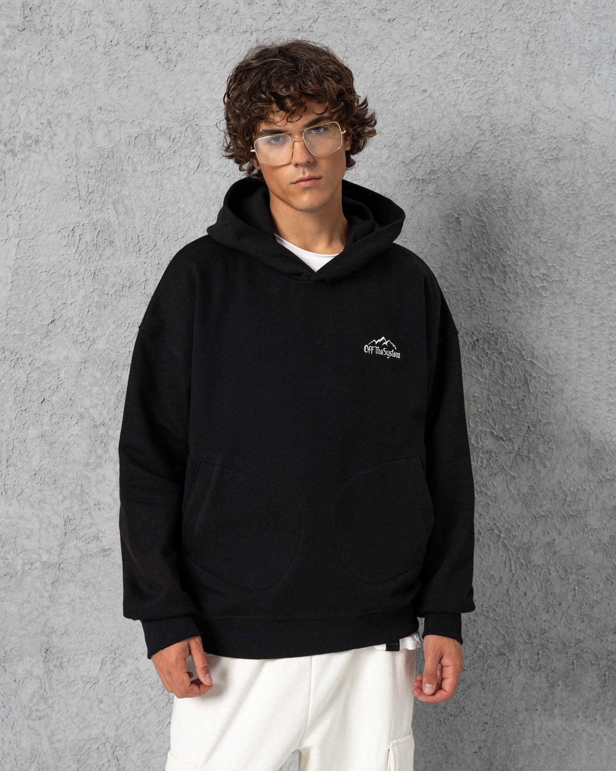 Embroidered Toba Pocket Hoodie Black