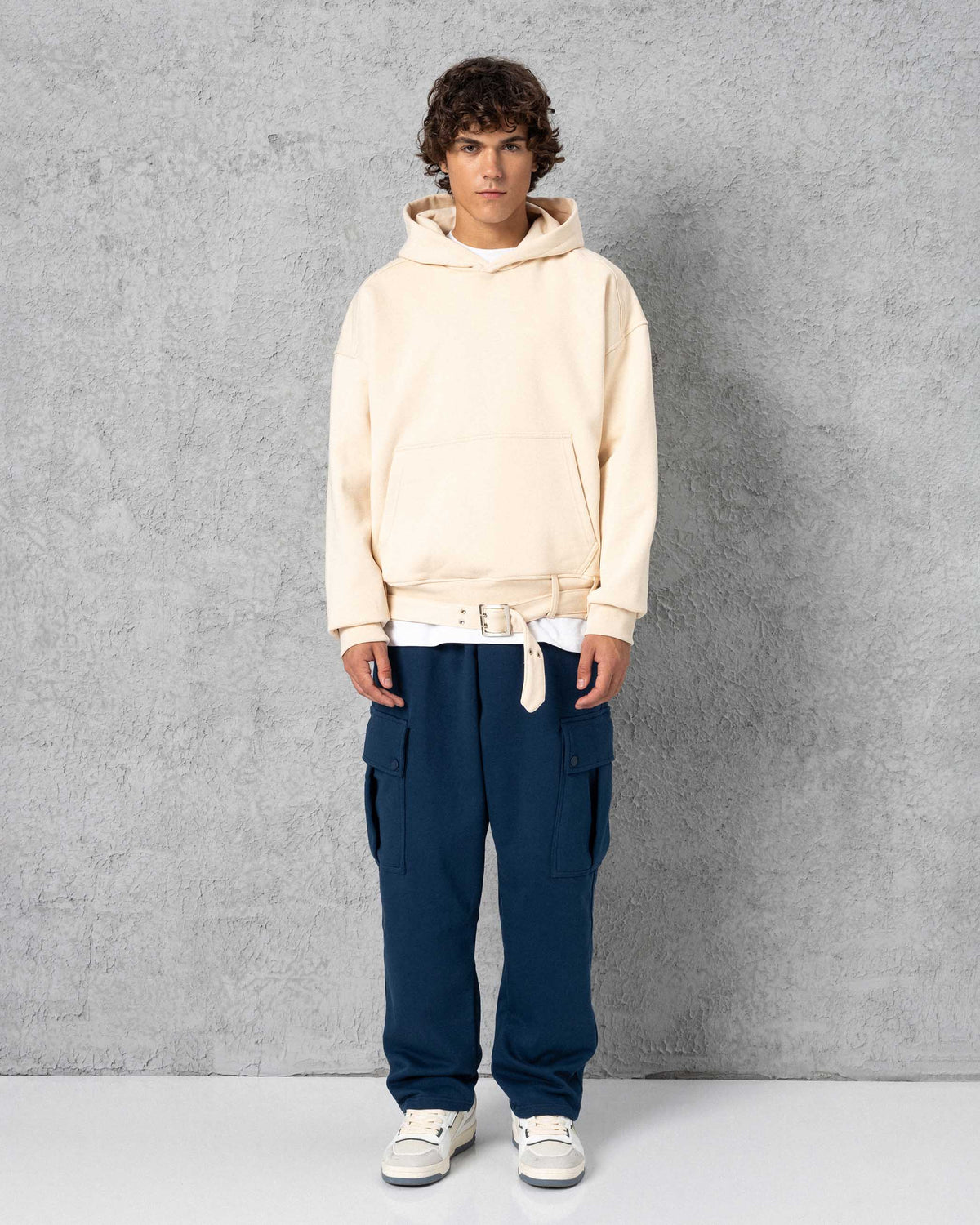 Belted Hoodie Beige