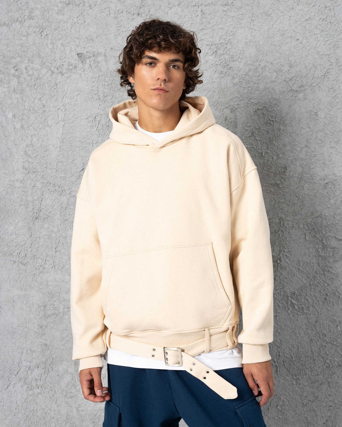 Belted Hoodie Beige