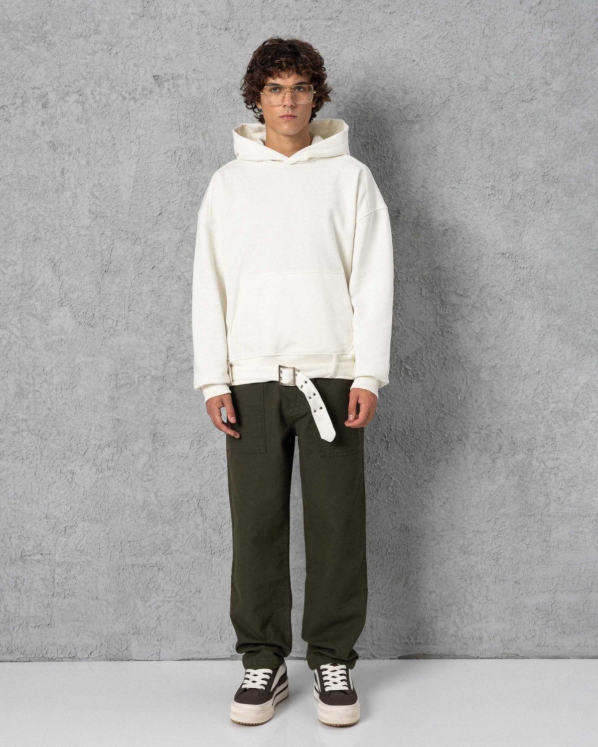 Belted Hoodie Ecru