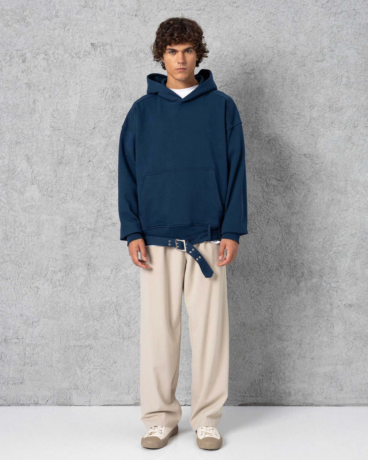 Belted Hoodie Navy Blue