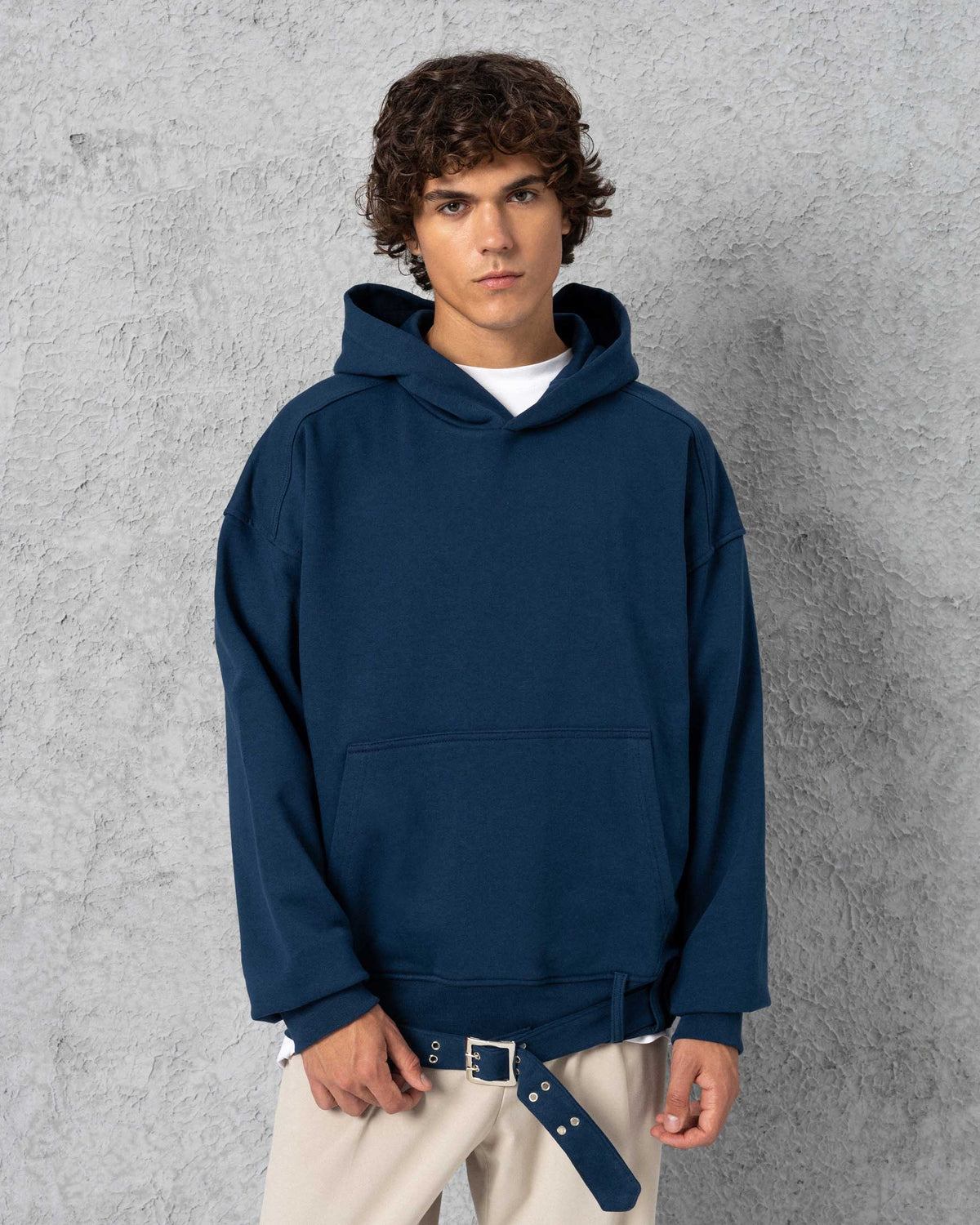 Belted Hoodie Navy Blue